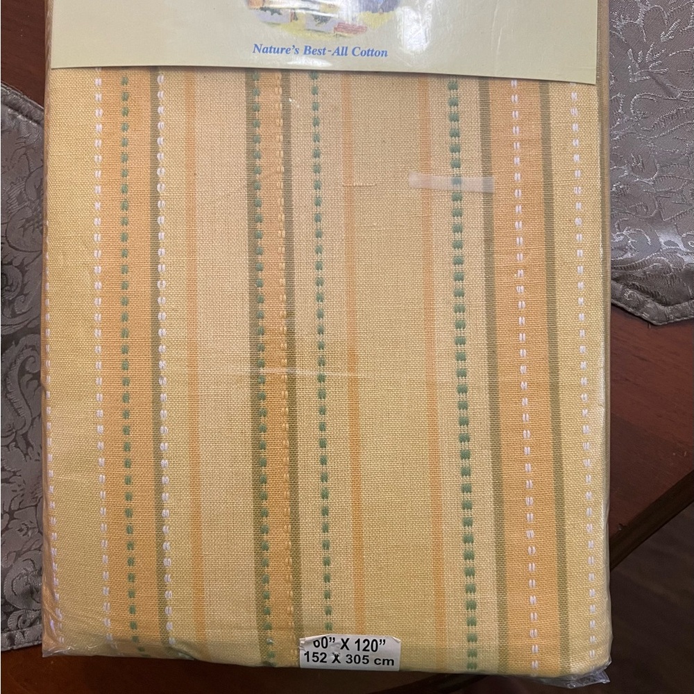 Yellow and Green Striped Cotton Fabric